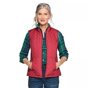 Croft & Barrow Woven Quilted Vest - Size S - Red